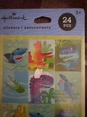 Hallmark Stickers DINOSAURS And SHARKS 2 Sheets 24 Pieces NIP