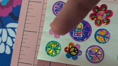 Vintage Sandylion Stickers Peace Signs Flowers 1 Strip Of 3 Modules