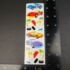 Vintage Mrs Grossmans Stickers Race Cars 2×6 Strip 2 Modules Track NASCAR Theme