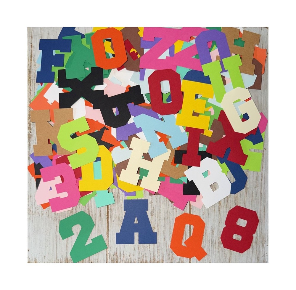 Mixed paper alphabet and numbers grab bag lot die cuts cutouts 320 pieces