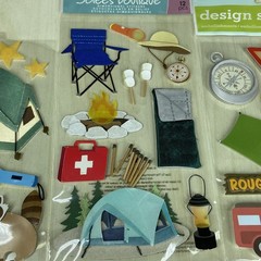 Sticker Lot 3 Jolee’s Boutique Camp Camping Tent Fire Sleeping Bag Scrapbook