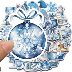 50 PACK BLUE CHRISTMAS Retro VTG Y2K Nostalgia Festive Scenes Sticker Lot 50PCS