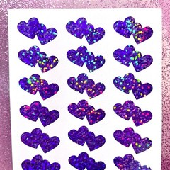 Holographic Sparkle Double Heart Stickers! – 0.5″ to 5 inch
