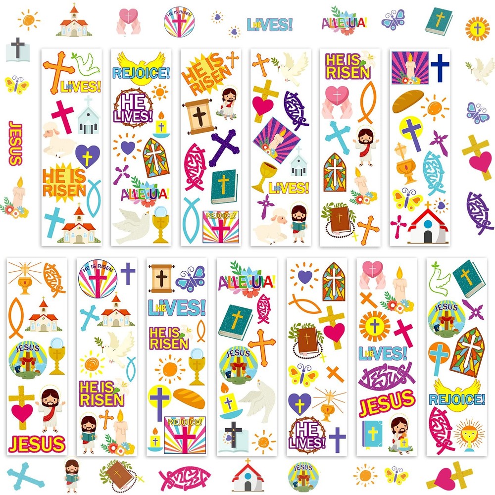 1600 Pcs Easter Sticker Bulk Religious He Lives Christian Stickers Sheet Assort.