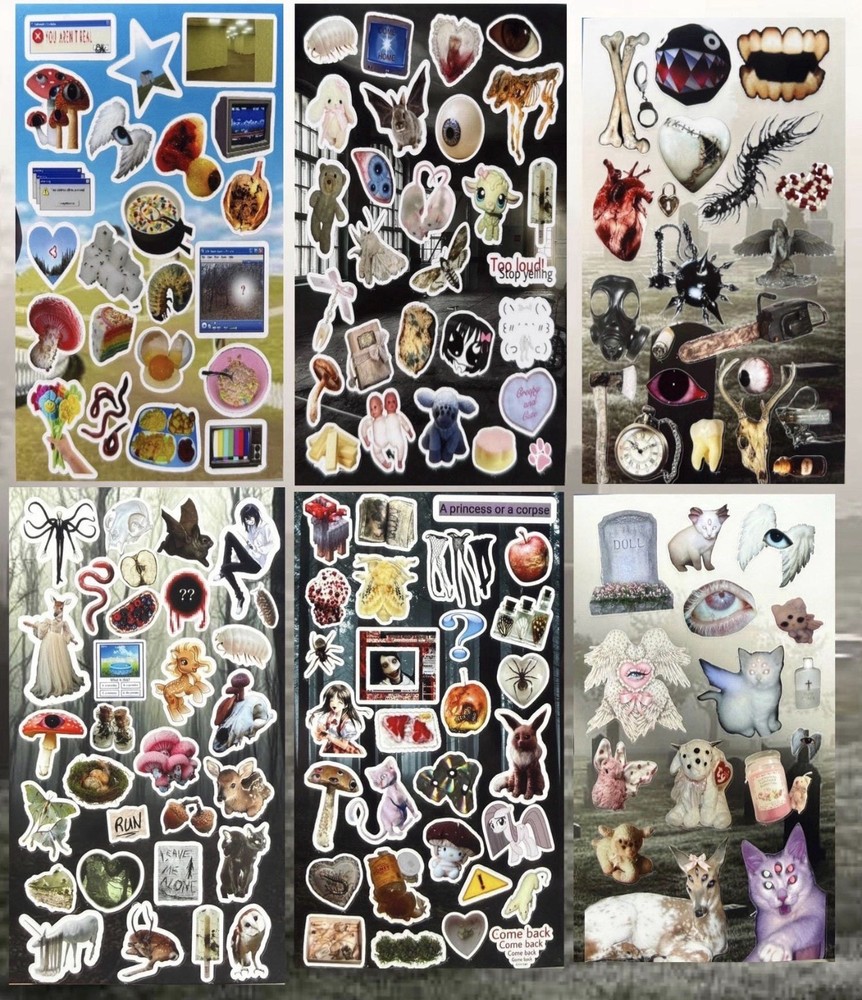 Creepycore 6 Sticker Sheets Scarycute Gothic Insects Horror Theme
