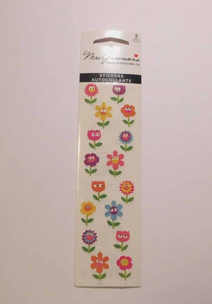 Mrs. Grossman’s Lot of 3 Strips Brand New in Package ~Chubby Flowers~ Stickers