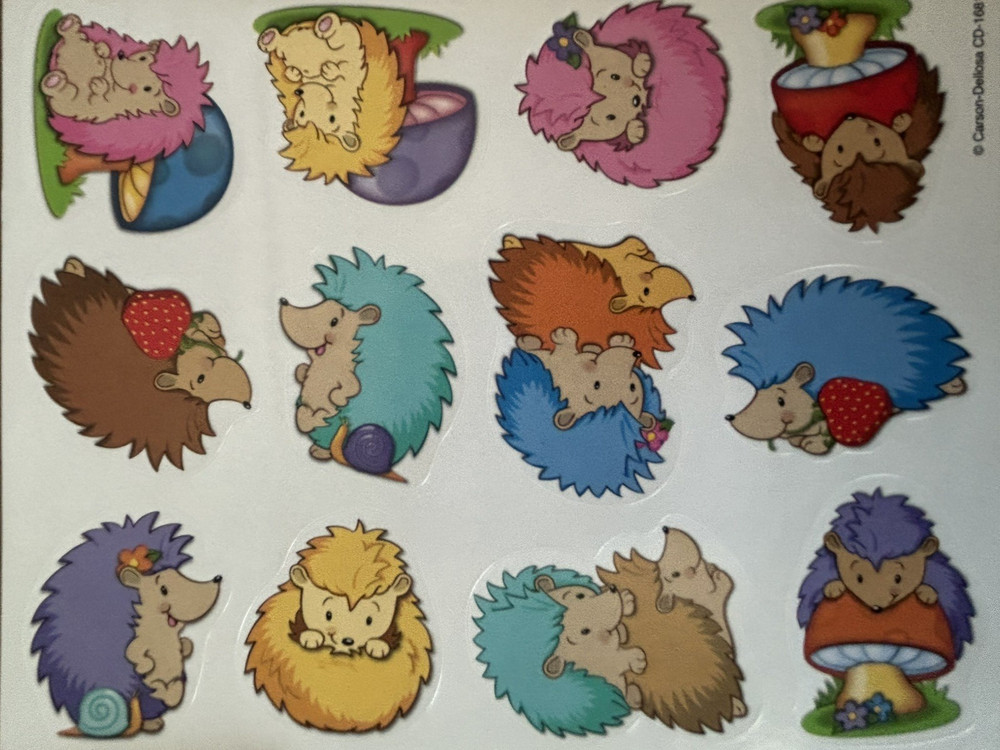 VTG hedgehog stickers Carson-Dellosa SUPER CUTE! 5 full sheets