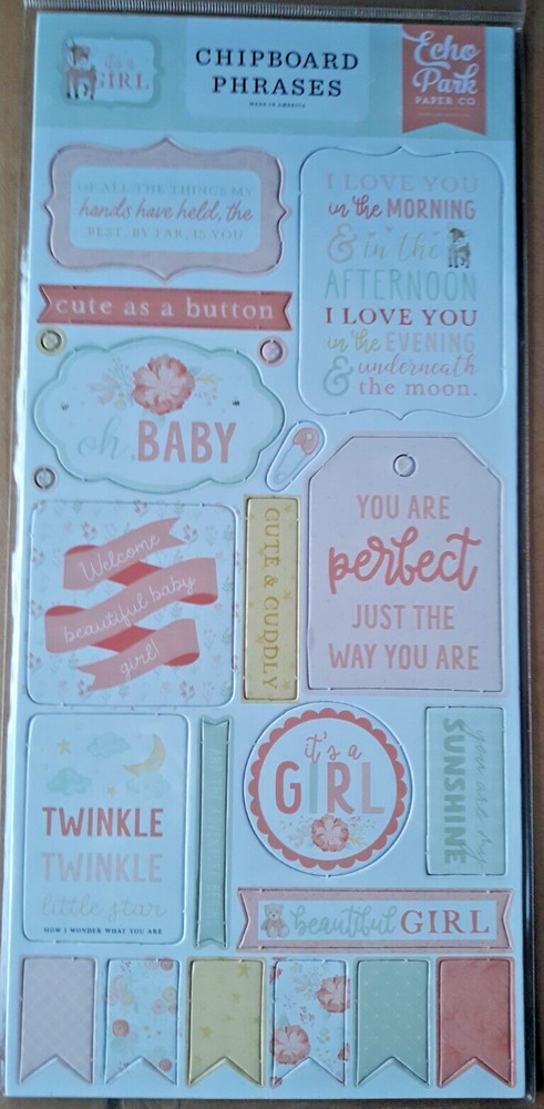 ECHO PARK CHIPBOARD PHRASES~IT’S A GIRL~ LARGE 6″X13″~ BABY GIRL~ NEW BABY