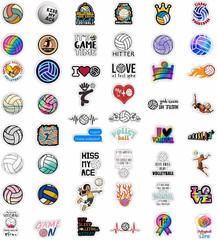 50PCS Volleyball Stickers,Motivational Volleyball Water Bottle Stickers, Volleyb