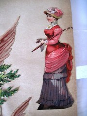 Large 1800’s Christmas Die Cut w/ Stunning Angels Handing Out Toys to Children *