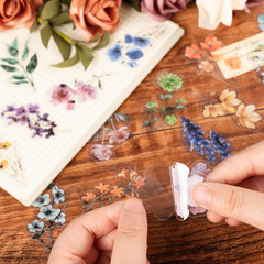 300Pcs Transparent Flower Stickers, Cute Vintage Floral Sticker for Scrapbooking