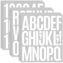 9 Sheet Large Letter Stickers, 3 Inch White Vinyl Self Adhesive | Alphabet Numbe