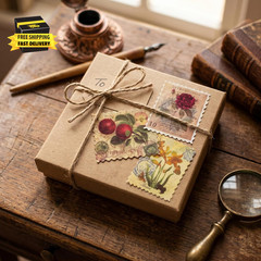 60Pcs Vintage Postage Stamp Stickers, Aesthetic Botanical Deco Paper Sticker for