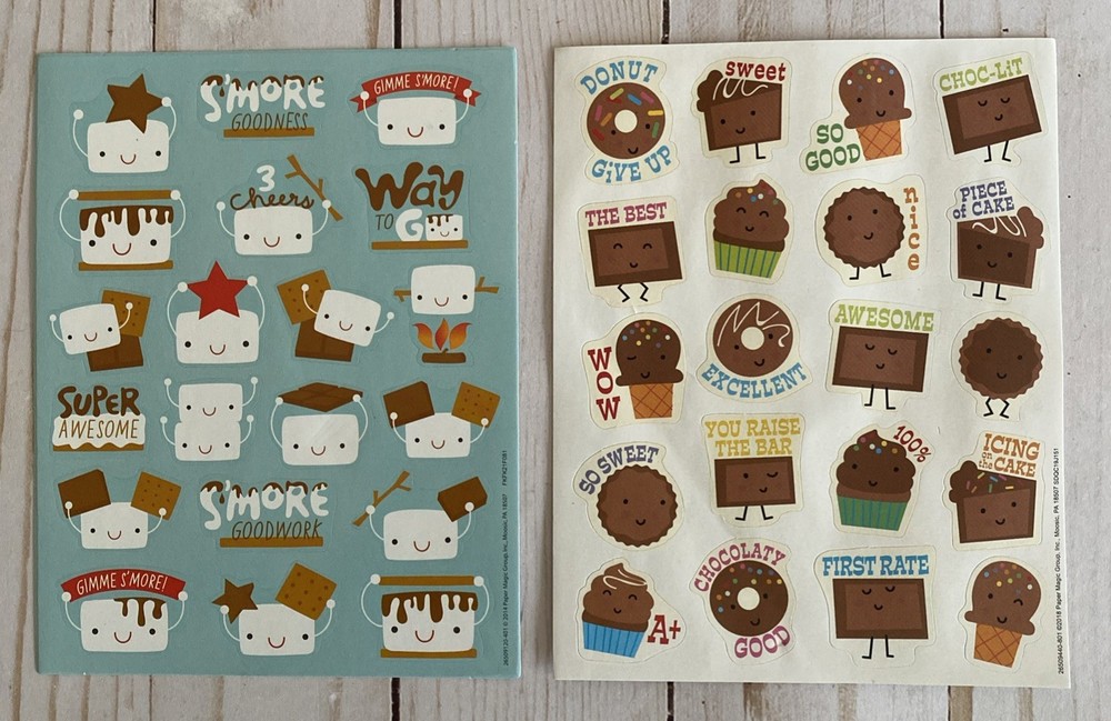 S’mores And Chocolate Scratch Sniff Stickers 2 Single Sheets New Comfort Food