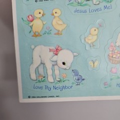 Hallmark Vintage 1985 Stickers 1 Sheet Easter Religious Cute Animals Jesus Faith