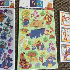 VINTAGE Pooh Sandylion Stickers Sealed Birthday Tigger Eeyore Piglet Garden 4 Sh