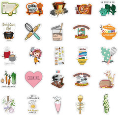 61Pcs Cooking Stickers for Scrapbooking, Water Bottles, Laptops & Suitcases