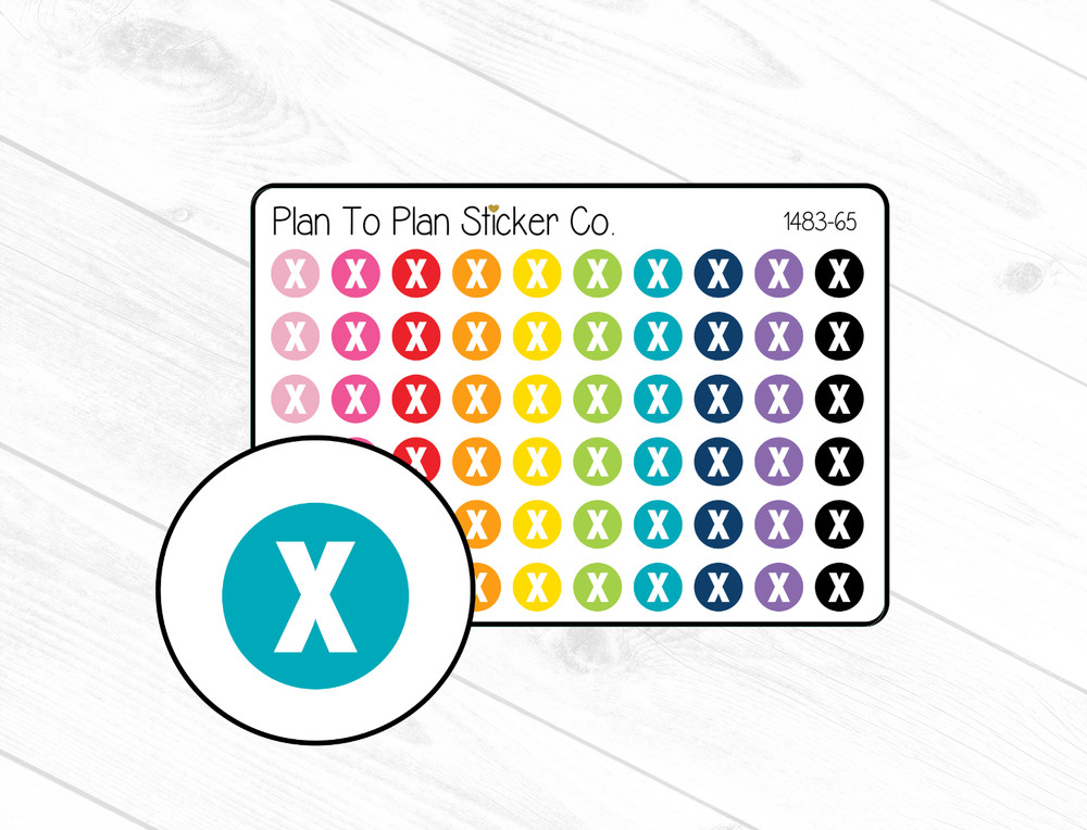 1483-65~~X Crossmark Icon Planner Stickers.
