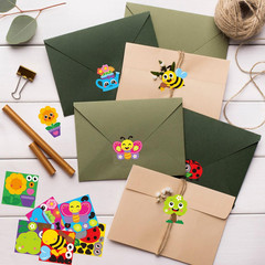 300Pcs Spring Themed Face Stickers Roll – Butterfly Ladybug Insect DIY Crafts