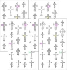 4 Sheets Crystal Rhinestone Cross Sticker Decals, Self Adhesive Glitter Bling Cr
