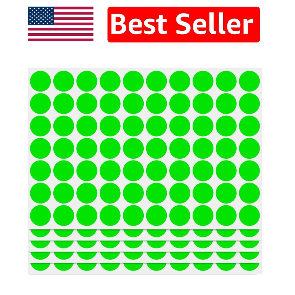 1050 Fluorescent Green Circle Dot Labels – Perfect for Color Coding & Organizing