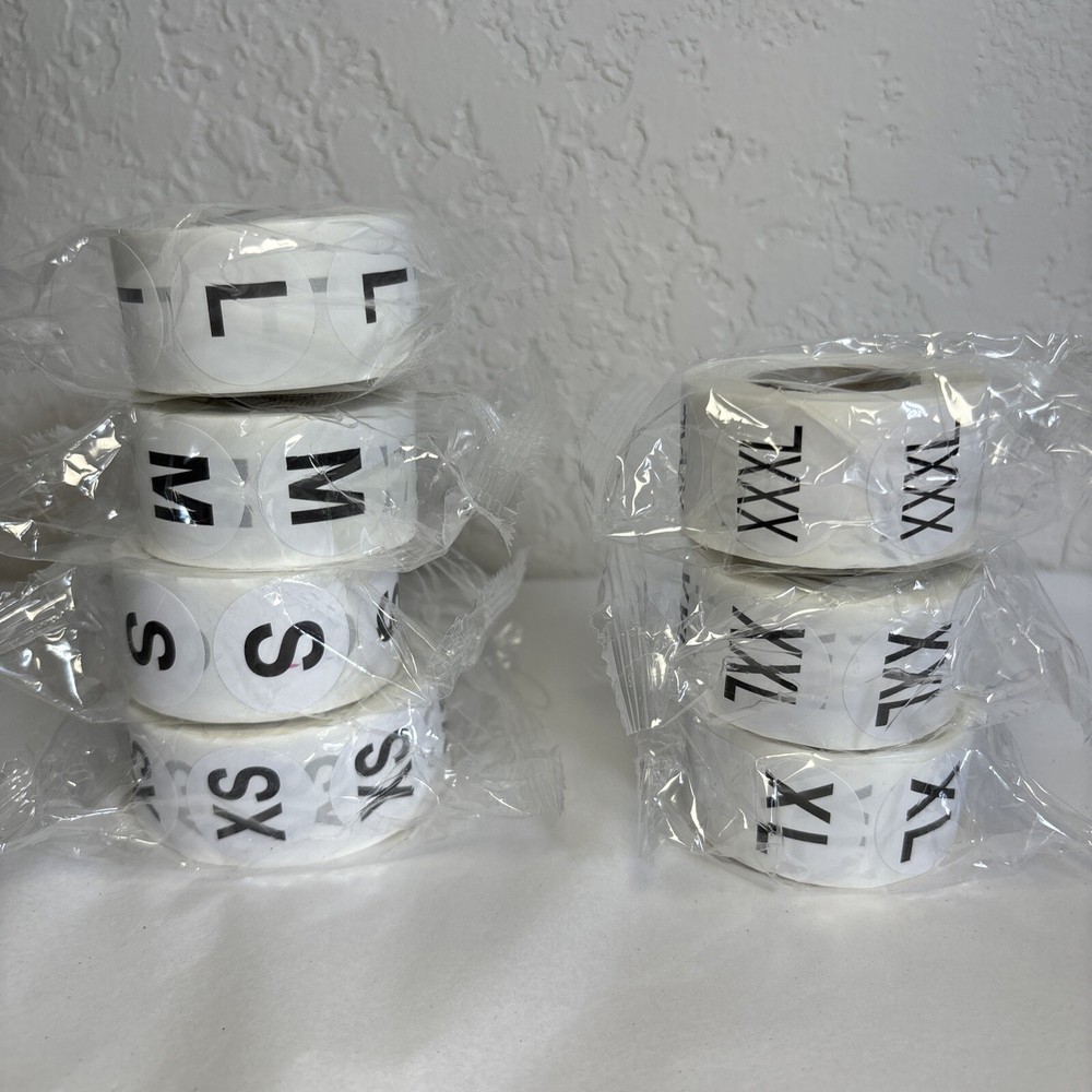 3500 Pcs Clothing Size Stickers Labels Self-Adhesive Round Stickers, XS-XXXL
