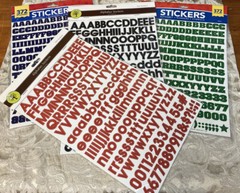 Red Black Green Blue ALPHABET LETTERS Scrapbook Craft Sticker Pack Bundle Set