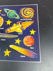 Scholastic Super Glow in the dark Space stickers sheet vintage 1985 Moon Comet