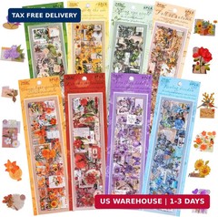 555Pcs 48Sheets Flower Stickers for Scrapbooking Transparent Die Cut Vintage Flo