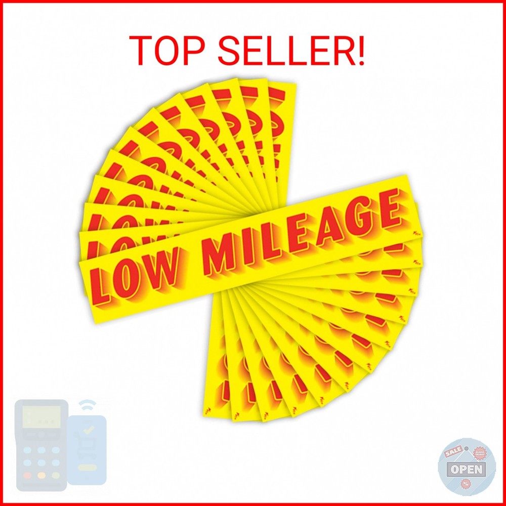 Versa-Tags Low Mileage Windshield Stickers 12 Pack Dealership Advertising Sticke