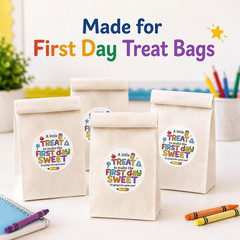 First Day of School Treat Stickers, 60 PCS 2 Inch round | Teacher Welcome Labels