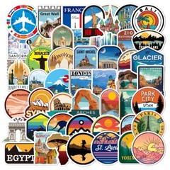 50pcs Architecture Stickers, History Monument Buildings Cultural Symbols 081