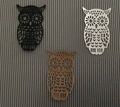 Owl die cut embellishments 3-1/4” x 2” 6 pieces Choose color