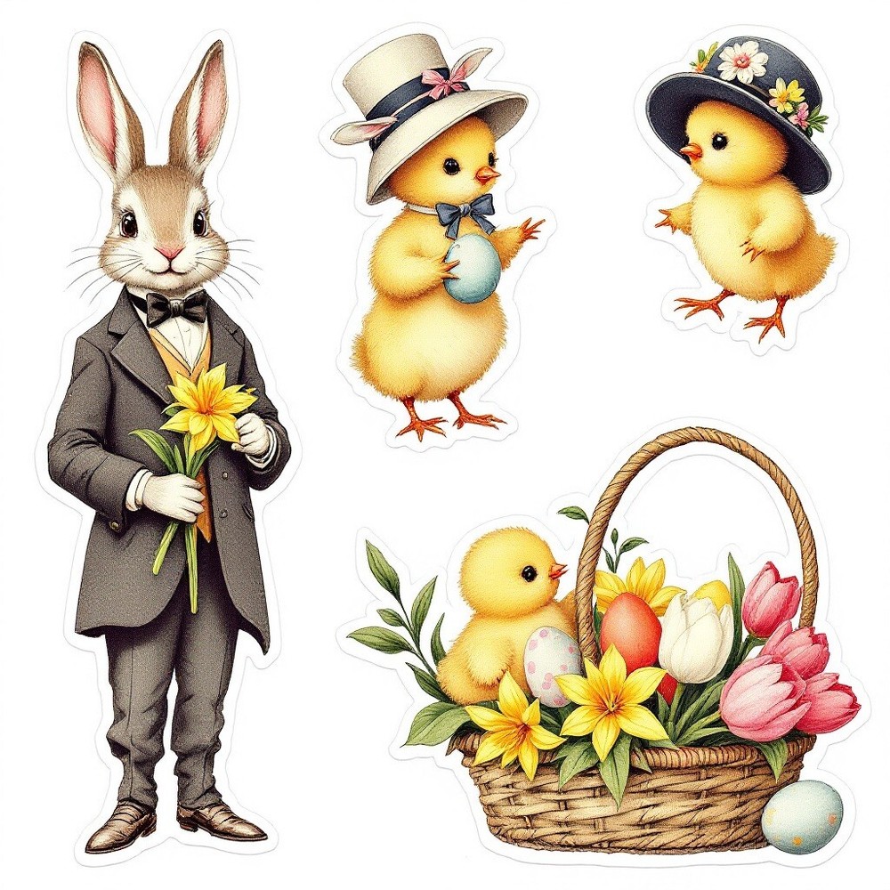 Cardstock Die Cut Embellishments Easter (5) Cut Outs 5 Inch