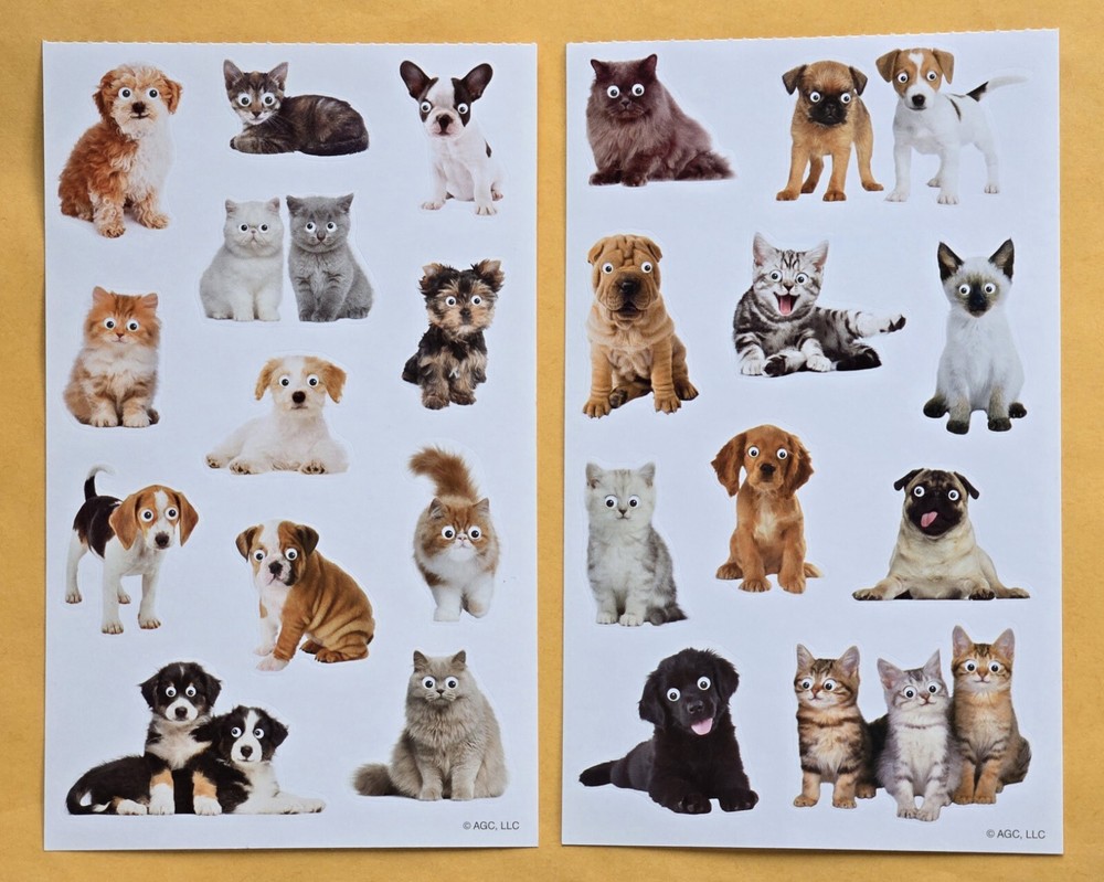 Dogs and Cats Sticker Sheet . Lot Of 2