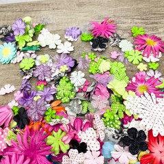 Bulk Craft Flower Lot Paper Fabric Scrapbooking DIY Mixed Colors Sizes Daisy