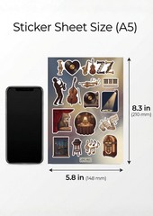 Lifestyle, Food and Hobbies Sticker Sheet, A5 Matte Vinyl Kiss Cut Stickers, …