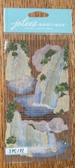 RARE Jolees VELLUM WATERFALLS Mountains Trees Card Making 3D Scrapbook Stickers