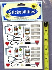 FIRST AID MEDICAL STICKERS – Stethoscope Bandage Syringe Thermometer Alcohol