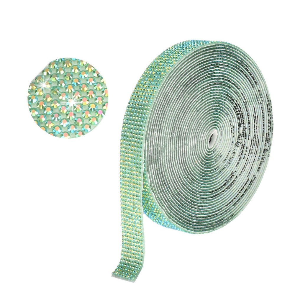 Self Adhesive Rhinestone Strips 6 Yards 0.6 Inch for Craft,Dark Green AB