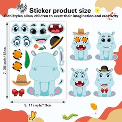 48 PCS Make a Face Stickers Sheets for Kids, Make Your Own Animal Mix and Mat…
