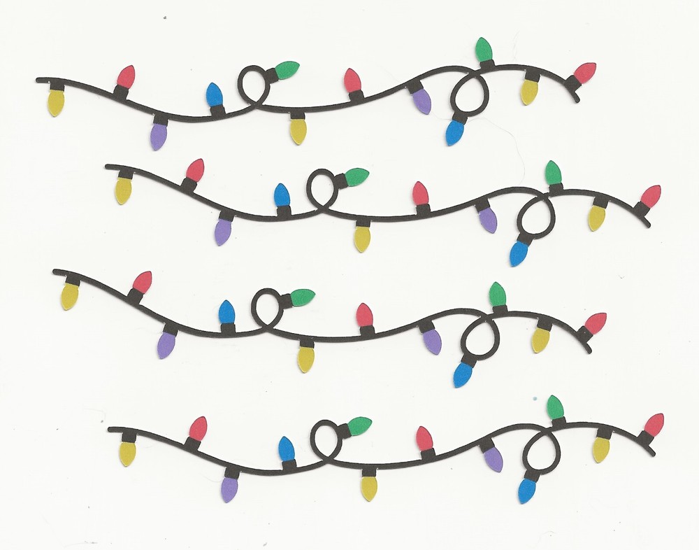 Christmas Light Die Cuts – 8 pcs. 6″ long, PRINTED Scrapbooking, (Style 2)