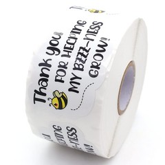 1.5 Inch Bee Thank You Sticker, 500 PCS, White, , Roll, Single Use, Indoor, A…