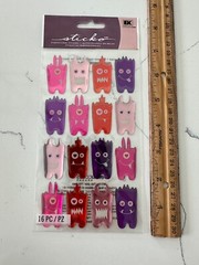 Sticko Autocollant 16 PC Funny Face Multi Color Love Monsters Scrapbooking Craft