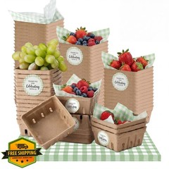 Willinglong Sage Berry Baskets Gingham Paper Stickers