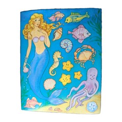Vintage AGC HTF Under The Sea Mermaid Ocean Fish Creatures Octopus Sticker Sheet