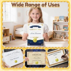 300Pcs Gold Foil Stickers, 2″ Gold Seal Stickers for Certificates, Self-Adhes…