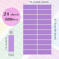Colored Label Sticker in 12 Colors,3 x 1 Inch Rectangle Color- Coding 480