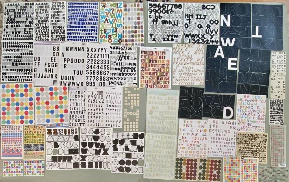 DE-STASH Alphabet Stickers Incomplete! 48 Sheets! Sticko, Scenic Route, K & Co