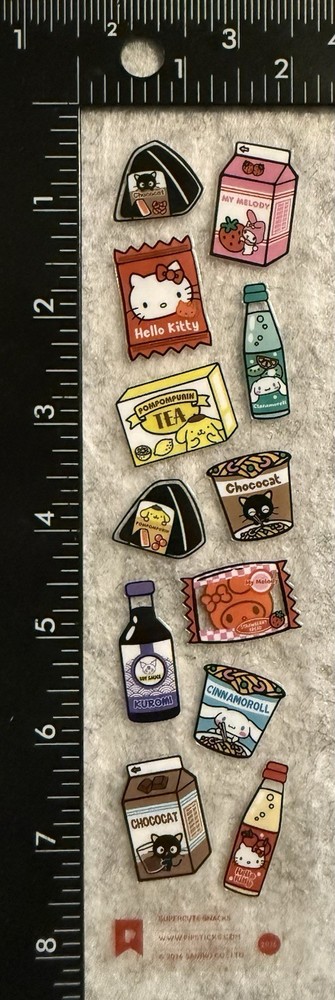Lot Of 1 Pipsticks Sanrio Hello Kitty Snacks Tea Noodles Stickers Pipstickers